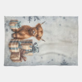 Winter Highland-Kuh Blaue Geschenke Geschirrtuch (Horizontal)
