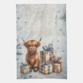 Winter Highland-Kuh Blaue Geschenke Geschirrtuch (Vertikal)