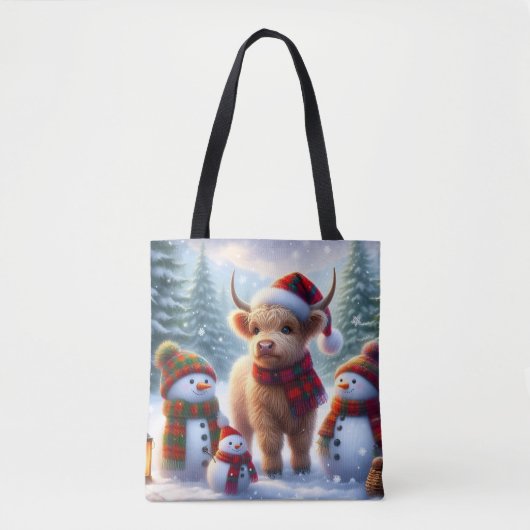 Winter Highland Kuh Urlaubstasche Tasche (Vorderseite)