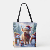 Winter Highland Kuh Urlaubstasche Tasche (Rückseite)