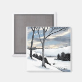 Winter Hillside Magnet (Vorderseite/Rückseite)