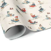 Winter Hintergrund der Kinder auf Schlitten Geschenkpapier (Rolleneckpunkt)