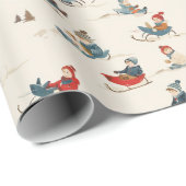Winter Hintergrund der Kinder auf Schlitten Geschenkpapier (Rolleneckpunkt)