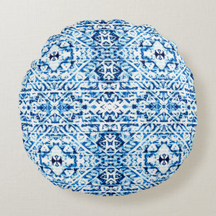 Winter Hintergrund. Wasserfarbe Handgemalt Blau In Rundes Kissen
