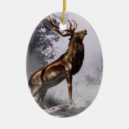Winter-Hirsch Keramikornament (Vorne)