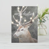 Winter Hirsch Leuchtende Weihnachtslichter Einladung (Stehend Vorderseite)