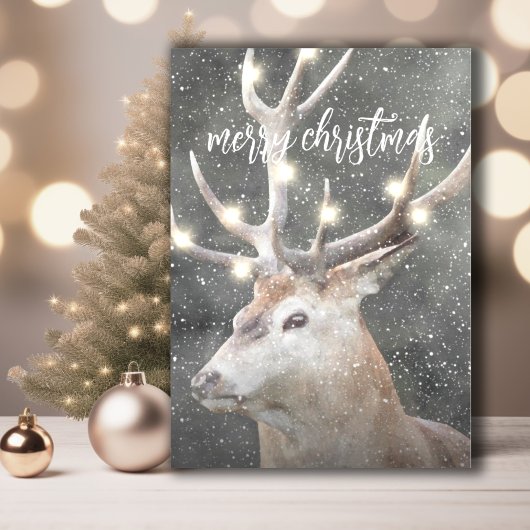 Winter Hirsch Leuchtende Weihnachtslichter Einladung