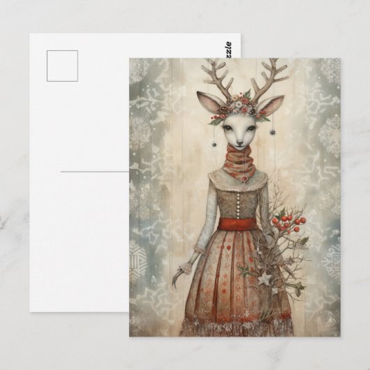 Winter-HirschCollage Postkarte (Vorne/Hinten)