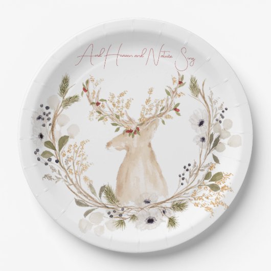 Winter-Hirschreath Pappteller (Vorderseite)