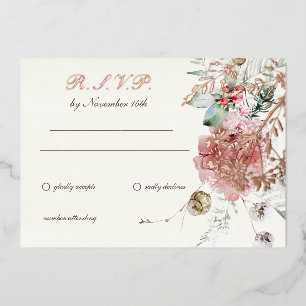 Winter Hochzeit - Blumen 2 Folieneinladung