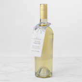 Winter Hochzeit Blumenschnee Dusty Blue Flaschenanhänger (Angewinkelt)