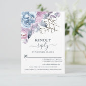 Winter Hochzeit Blumenschnee Wahl RSVP Karte (Stehend Vorderseite)