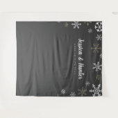 Winter Hochzeit Custom Snowflake Backdrop Tapestat Wandteppich (Vorderseite (Horizontal))
