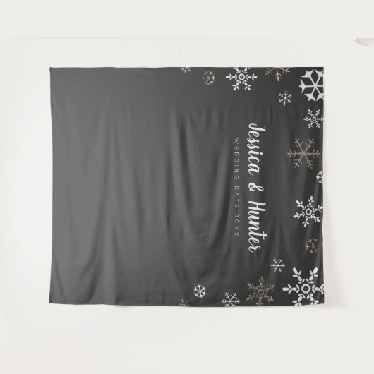 Winter Hochzeit Custom Snowflake Backdrop Tapestat Wandteppich (Vorderseite (Horizontal))