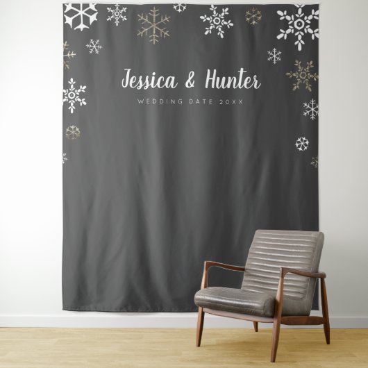 Winter Hochzeit Custom Snowflake Backdrop Tapestat Wandteppich (Beispiel)