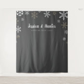 Winter Hochzeit Custom Snowflake Backdrop Tapestat Wandteppich (Vorderseite)