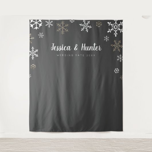 Winter Hochzeit Custom Snowflake Backdrop Tapestat Wandteppich (Vorderseite)
