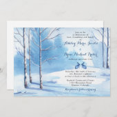 Winter Hochzeit Einladung Wasserfarben Bäume Kanin (Vorne/Hinten)