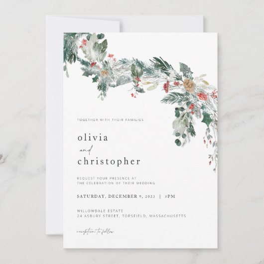 Winter Hochzeit Einladung Weihnachten Hochzeit (Vorderseite)