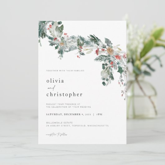 Winter Hochzeit Einladung Weihnachten Hochzeit (Stehend Vorderseite)