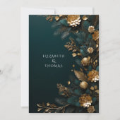 Winter Hochzeit Gold Pine Cones Green Pine Needles Einladung (Vorderseite)