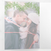 Winter Hochzeit Grün mistletoe botanische Ehe Dreifach-gefaltete Programmkarte (Innen Erste Seite)