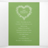 Winter Hochzeit Grün mistletoe botanische Ehe Dreifach-gefaltete Programmkarte (Innenseite Mitte)