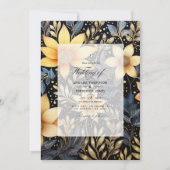 Winter-Hochzeit in Schwarz und Gold Einladung (Vorderseite)