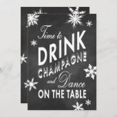 Winter-Hochzeit laden Zeit ein, Champagne zu Einladung (Vorne/Hinten)