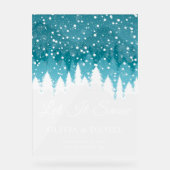 Winter-Hochzeit mit Schneefall - Willkommen Mattie Acrylschild (Vorderseite)