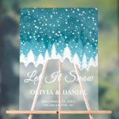 Winter-Hochzeit mit Schneefall - Willkommen Mattie Acrylschild (Neutral)