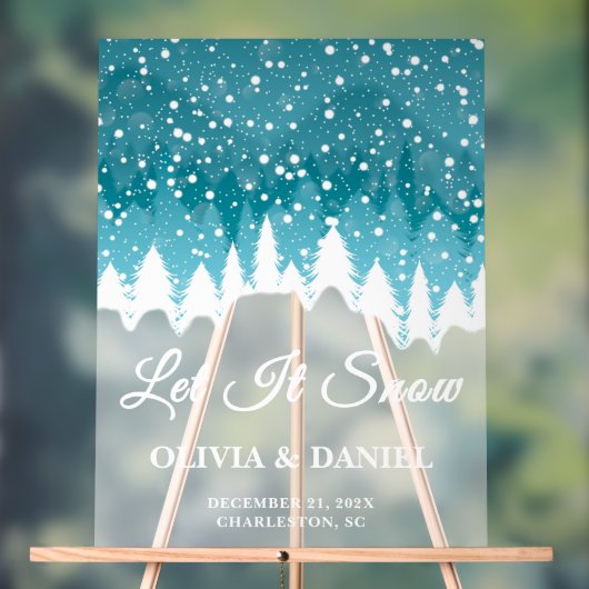 Winter-Hochzeit mit Schneefall - Willkommen Mattie Acrylschild (Neutral)