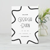 Winter-Hochzeit mit schwarzem und weißem Retro-Rah Save The Date (Stehend Vorderseite)