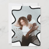 Winter-Hochzeit mit schwarzem und weißem Retro-Rah Save The Date (Rückseite)