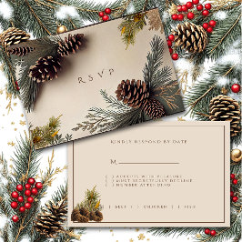 Winter Hochzeit Pine Cones Pine Needles RSVP Karte
