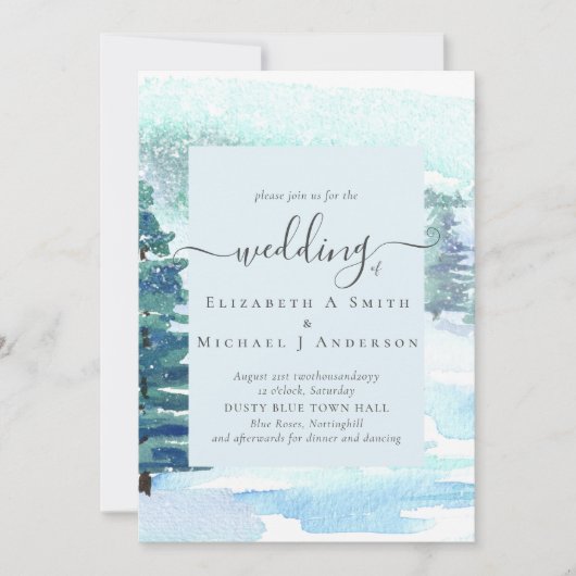 Winter Hochzeit Pine Trees Schnee (Vorderseite)