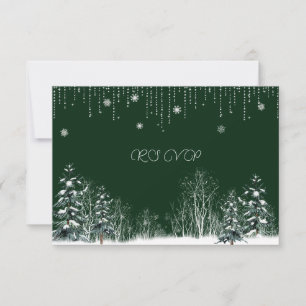 Winter Hochzeit Pine Trees Schneeflocken RSVP Karte