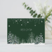 Winter Hochzeit Pine Trees Schneeflocken RSVP Karte (Stehend Vorderseite)