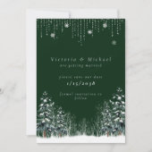 Winter Hochzeit Pine Trees Schneeflocken Save The Date (Vorderseite)