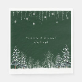 Winter Hochzeit Pine Trees Schneeflocken Serviette