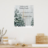 Winter Hochzeit Pine Trees Snow Sparkle Stars Post Poster (Küche)