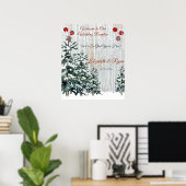 Winter Hochzeit Pine Trees Snow Sparkle Stars Poster (Heimbüro)