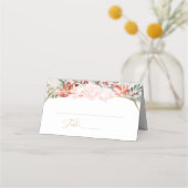 Winter Hochzeit Platzkarte Gilded Watercolor Flora (Vorderseite)