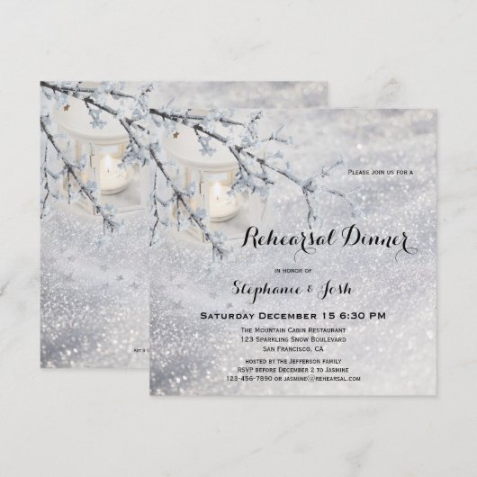 Winter Hochzeit Probe Dinner Einladung (Vorne/Hinten)
