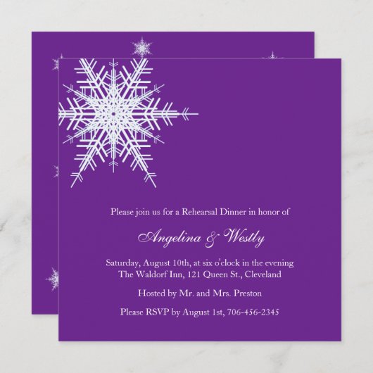 Winter Hochzeit Probe Dinner Einladung (Vorne/Hinten)