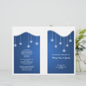 Winter Hochzeit Programm Snowflake Dekoration Blau (Stehend Vorderseite)