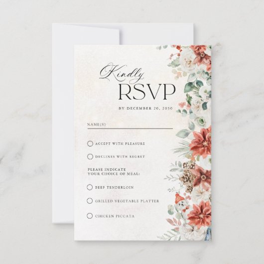 Winter Hochzeit RSVP Karte (Vorderseite)