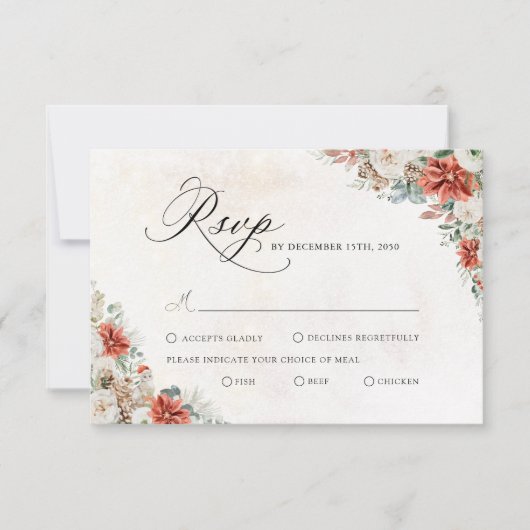 Winter Hochzeit RSVP Karte (Vorderseite)
