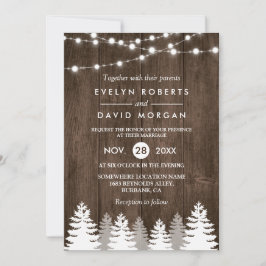 Winter Hochzeit rustikale Holz String Lights Pine  Einladung