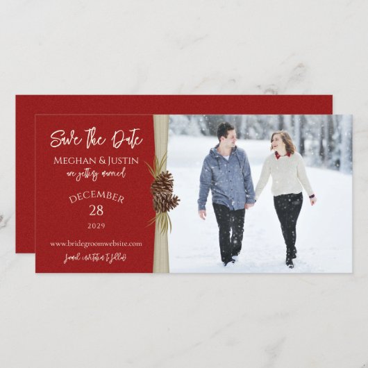 Winter Hochzeit Save the Date Foto (Vorne/Hinten)